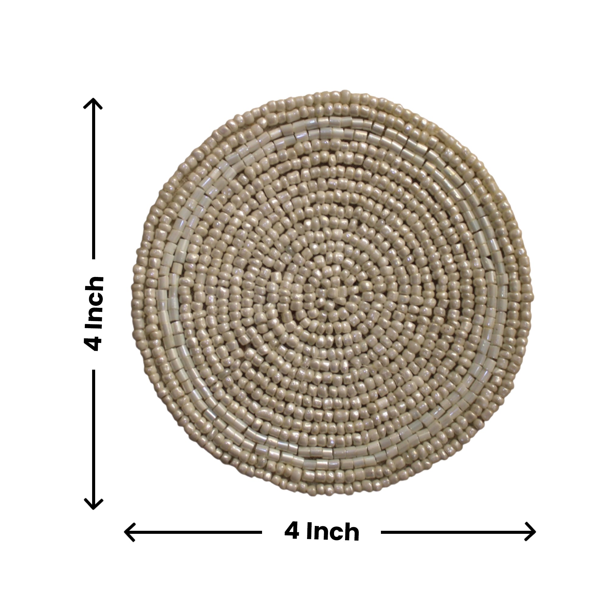 Beaded Coaster in White Colour Set of Four